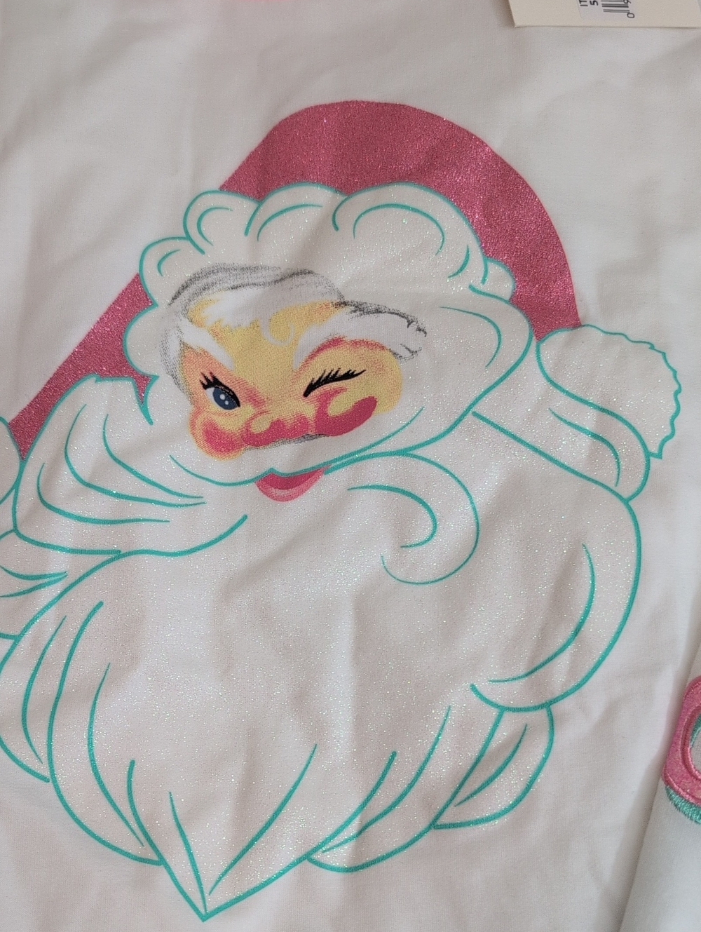 Grace + Emma Winking Santa Glitter Sweatshirt Womens M NWT Ho Ho Ho Christmas - Picture 4 of 7